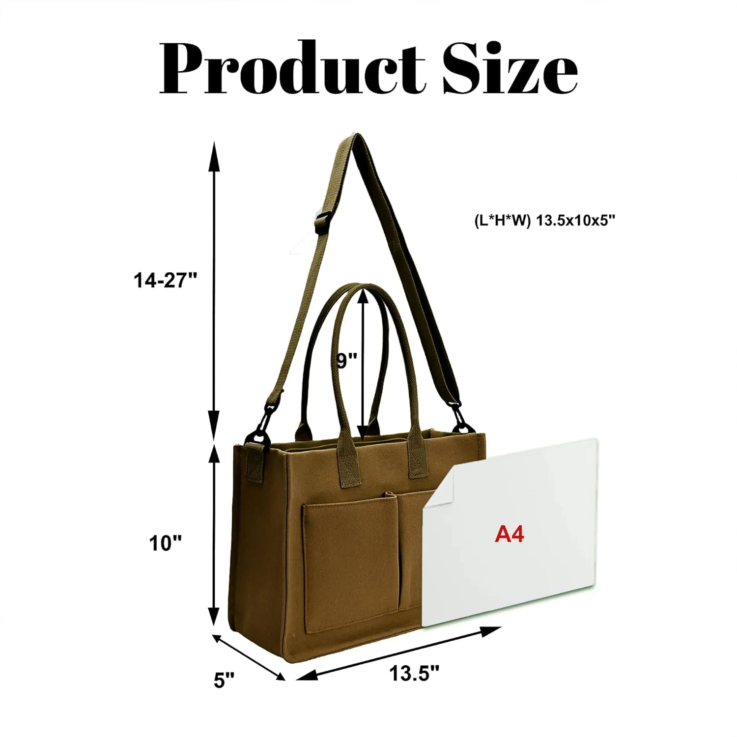 Canvas Tote Bag Shoulder Handbags with Zipper Work Bags for Women Crossbody Bags Tote Bag with Compartments for Work