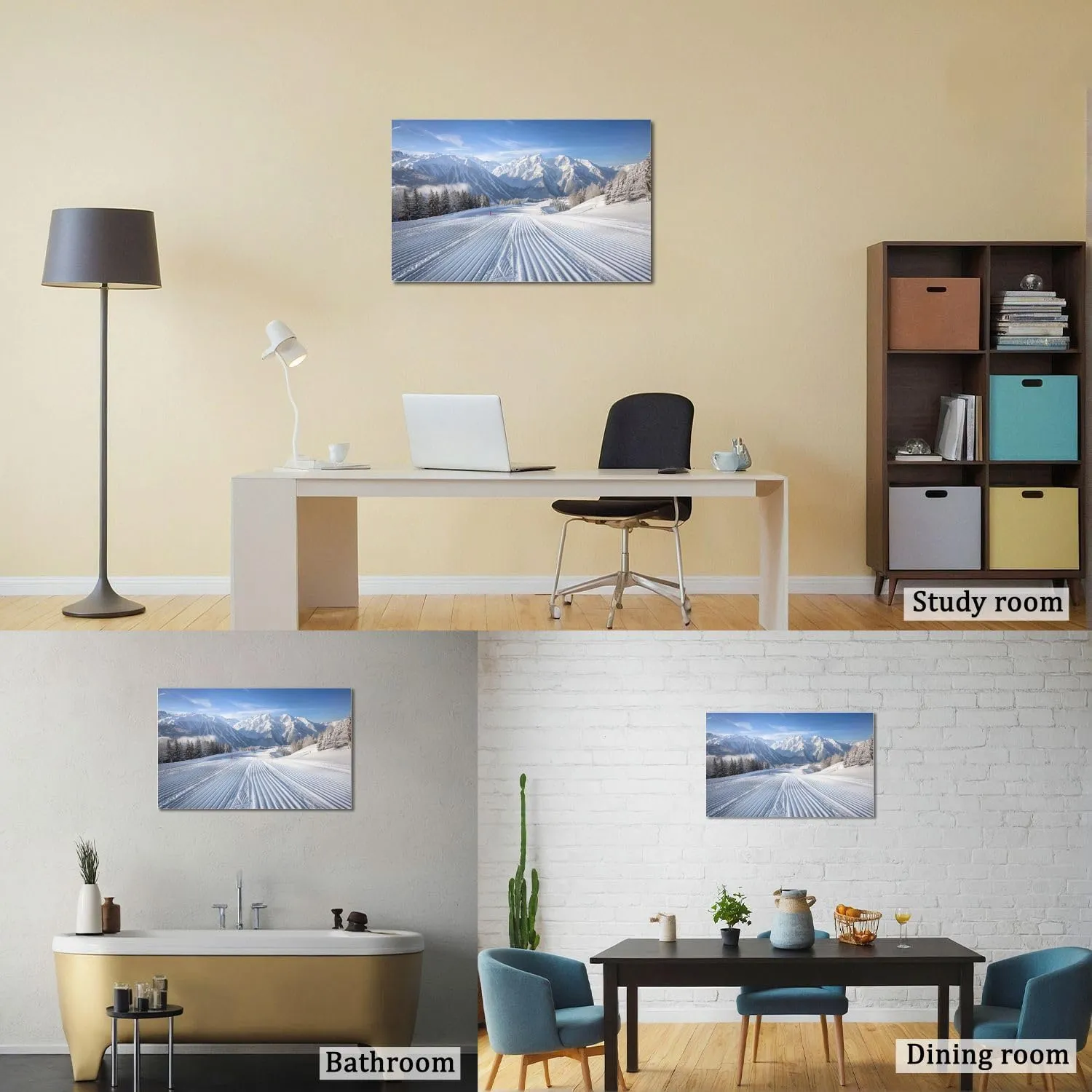 Canvas Wall Art Alpine Ski Area Large Poster Artwork Framed Prints Modern Wall Decor for Living Room Bedroom Restaurant Ready to Hang 20 x 32