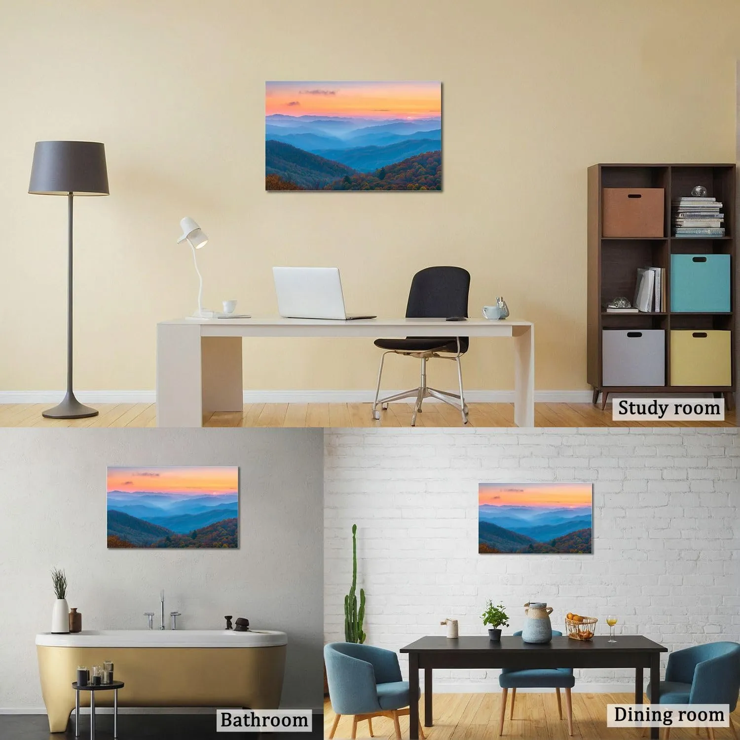 Canvas Wall Art Rolling Mountain Ranges Sunrise Large Poster Artwork Framed Prints Modern Wall Decor for Living Room Bedroom Restaurant Ready to Hang 20 x 32