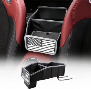 Car US Flage Seat Organizer and Storage,Car Seat Storage Bag Compatible with Toyota Supra GR A90 A91 MK5 2018 2019 2020 2021 2022 2023 2024 (Black White)