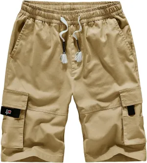 Casual Cargo Shorts for Men Stretch Waist Utility Pockets Lightweight Quick Dry Outdoor Hiking Lounge Wear