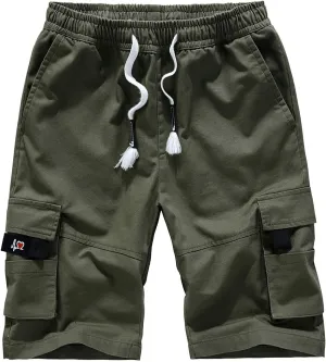 Casual Cargo Shorts for Men Stretch Waist Utility Pockets Lightweight Quick Dry Outdoor Hiking Lounge Wear