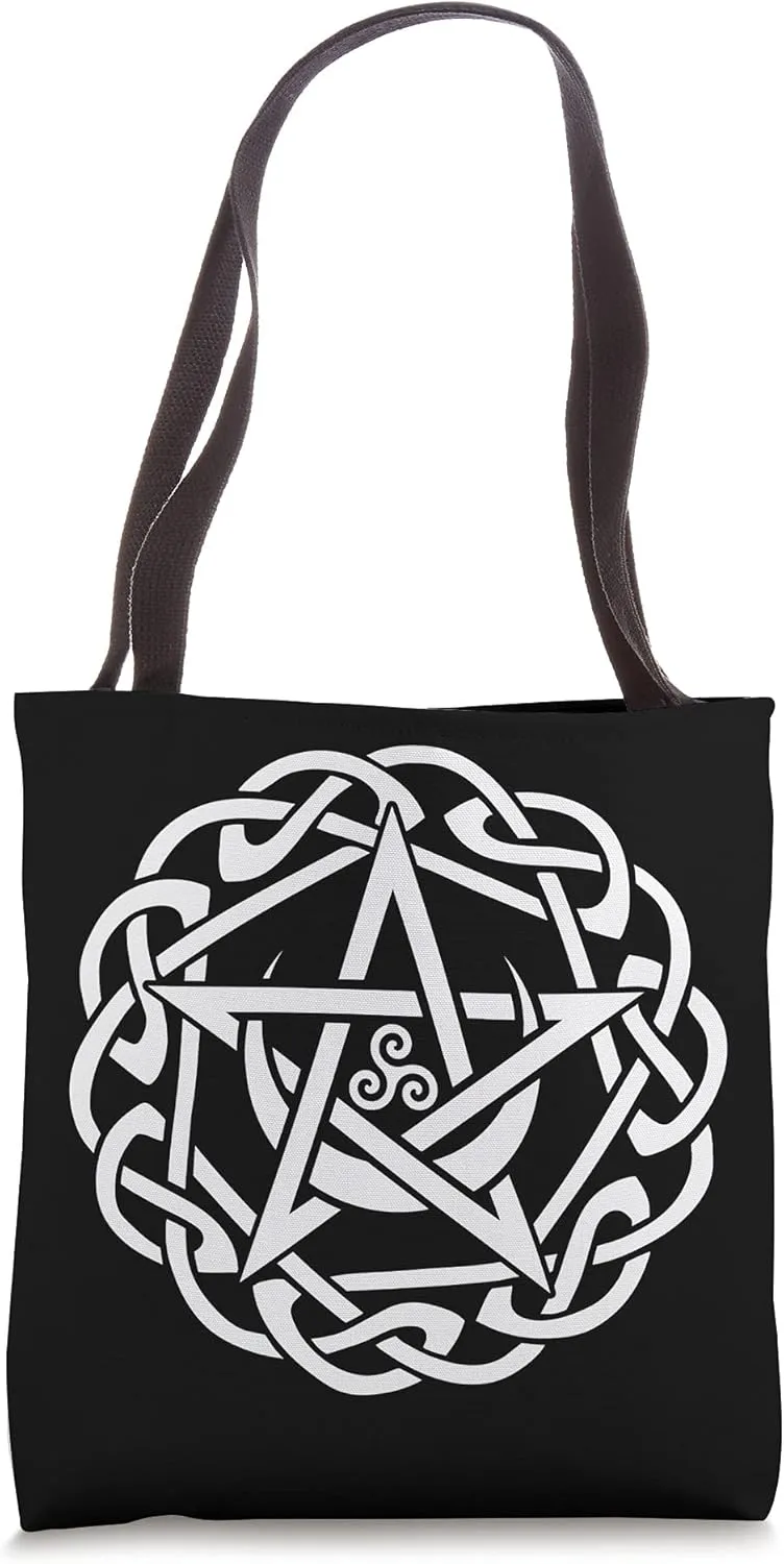 Celtic Pentacle With Moon And Triskelion Spiral Tote Bag