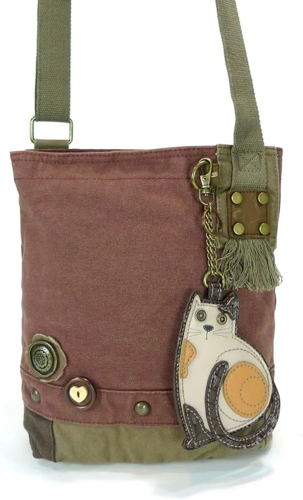 Chala Patch Crossbody, Washed Canvas Handbag, Zipper Top , Animal Prints