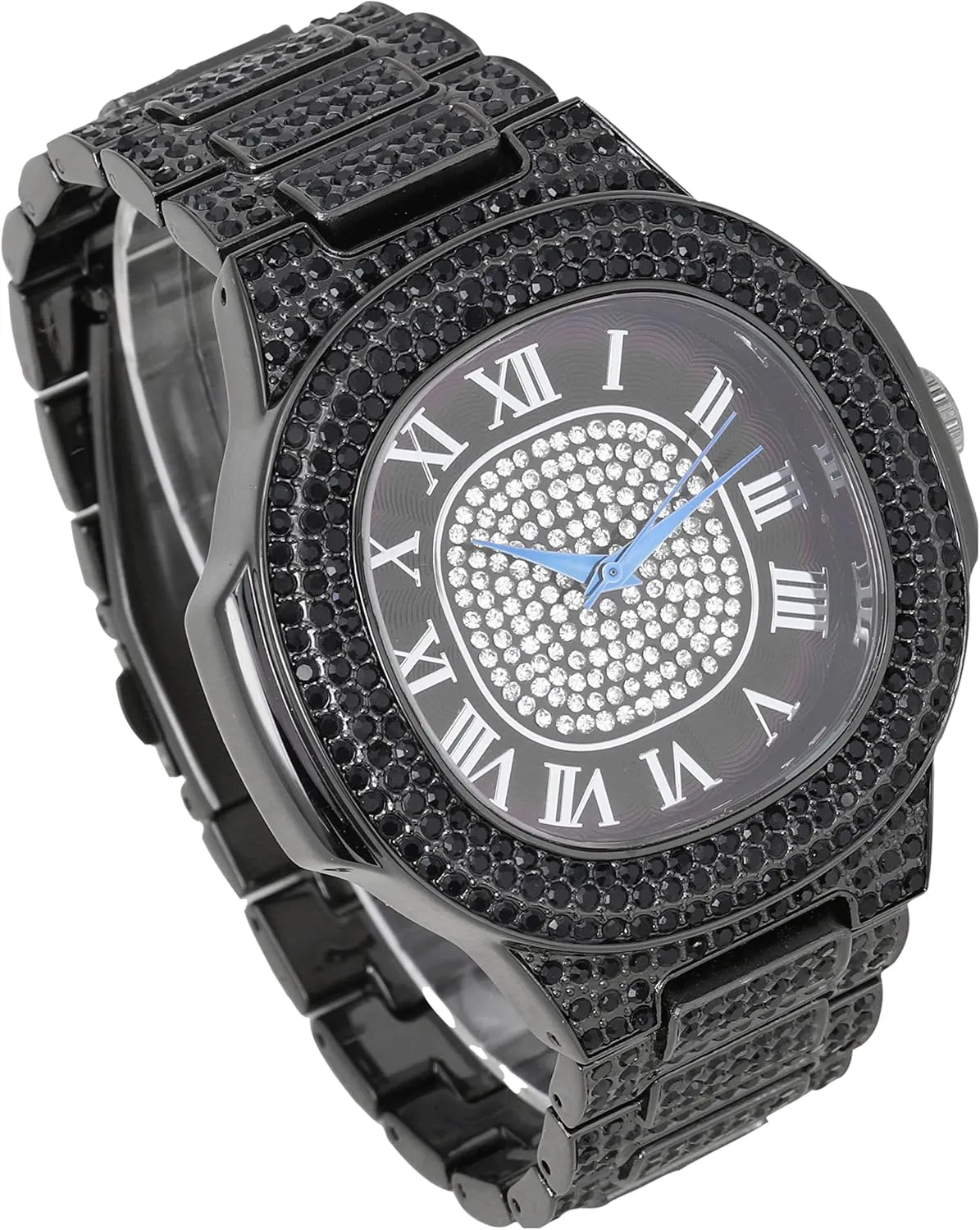 Charles Raymond Bling-ed Out Bracelet with Oblong Iced Look Hip Hop Watch - 8475BC Cuban