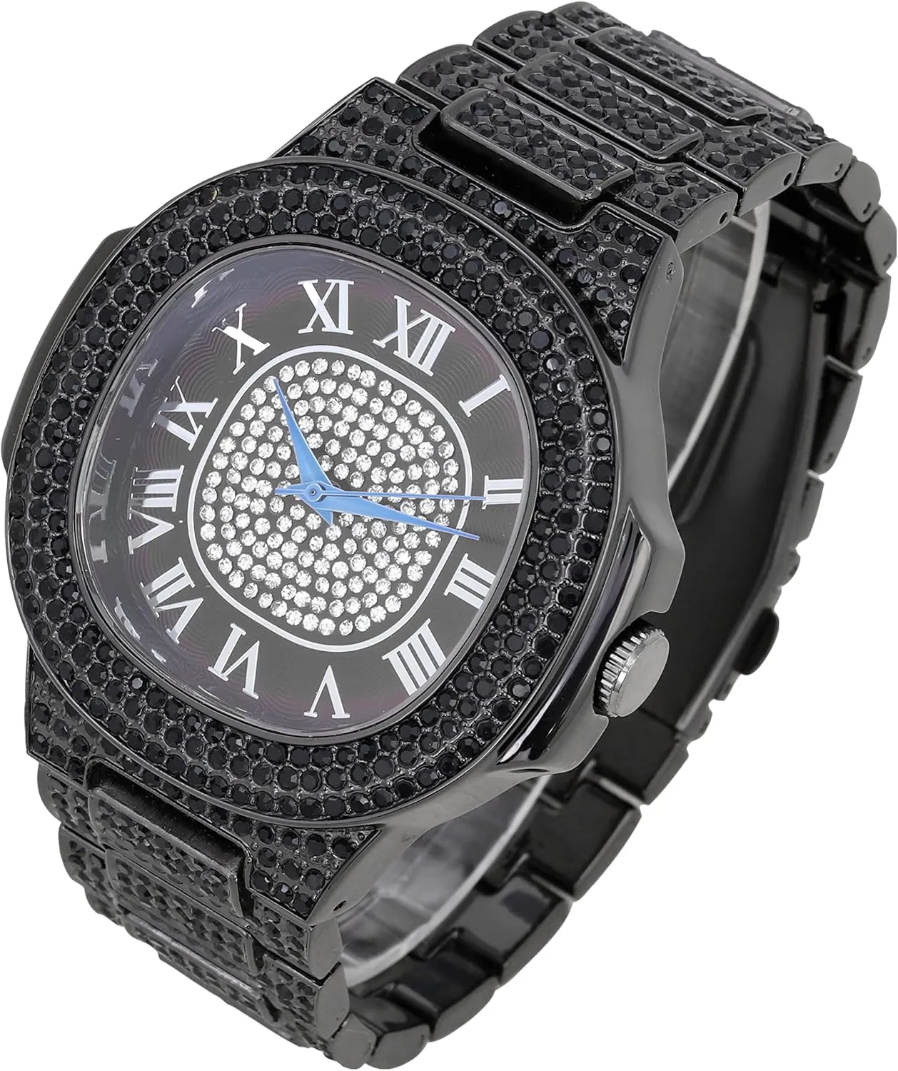 Charles Raymond Bling-ed Out Bracelet with Oblong Iced Look Hip Hop Watch - 8475BC Cuban