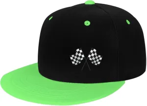 Checkered Flags Race Car Flag Flat Brim Contrast Color Hip-hop hat Baseball Adjustable Trucker hat