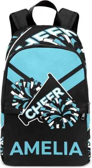 Cheerleader Blue 2 Personalized Backpack for Teen Boys Girls,Custom Travel Backpack Bookbag Casual Bag Name Gift