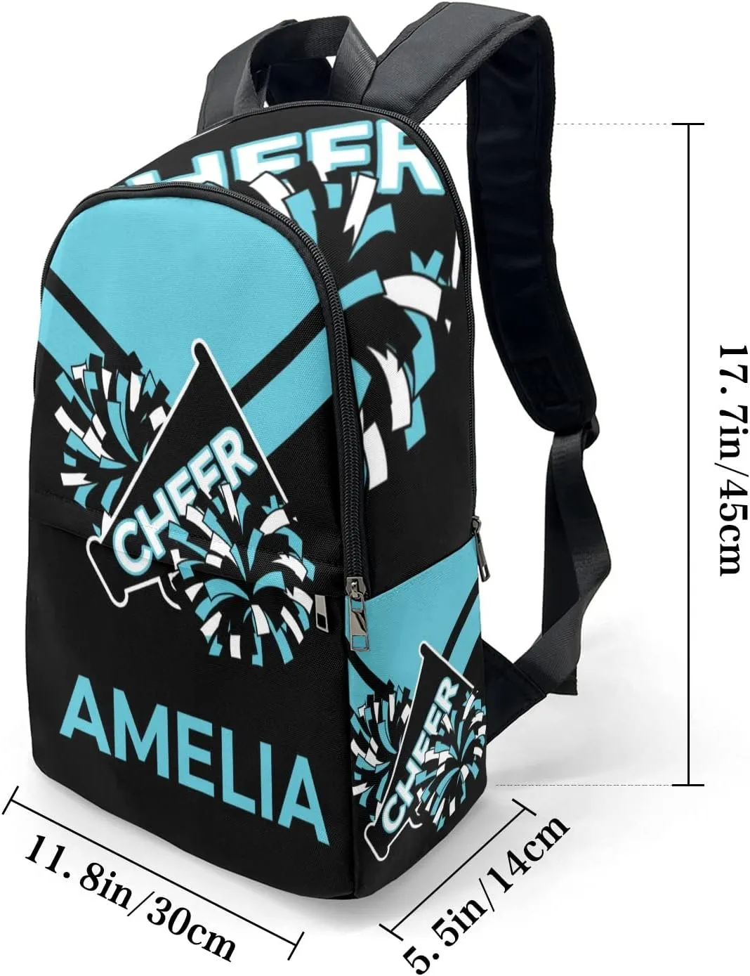 Cheerleader Blue 2 Personalized Backpack for Teen Boys Girls,Custom Travel Backpack Bookbag Casual Bag Name Gift