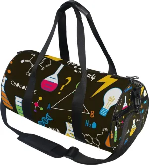 Chemicals Formula Black Gym Duffle Bag for Women Men Sports Fitness Bag Workout Travel Gymnastics Dance