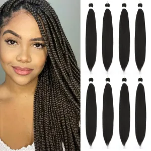 Chocolate Brown Braiding Hair Pre Stretched 18 Inch 8 Packs Braiding Hair Extension Pre Stretched Braiding Hair Synthetic Hair For Braiding Crochet Twist Braids Soft Yaki Texture(18",#4-8P)