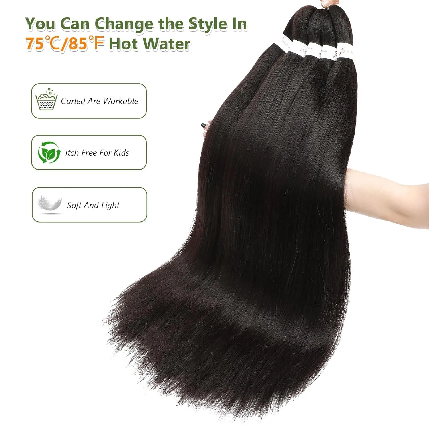 Chocolate Brown Braiding Hair Pre Stretched 18 Inch 8 Packs Braiding Hair Extension Pre Stretched Braiding Hair Synthetic Hair For Braiding Crochet Twist Braids Soft Yaki Texture(18",#4-8P)