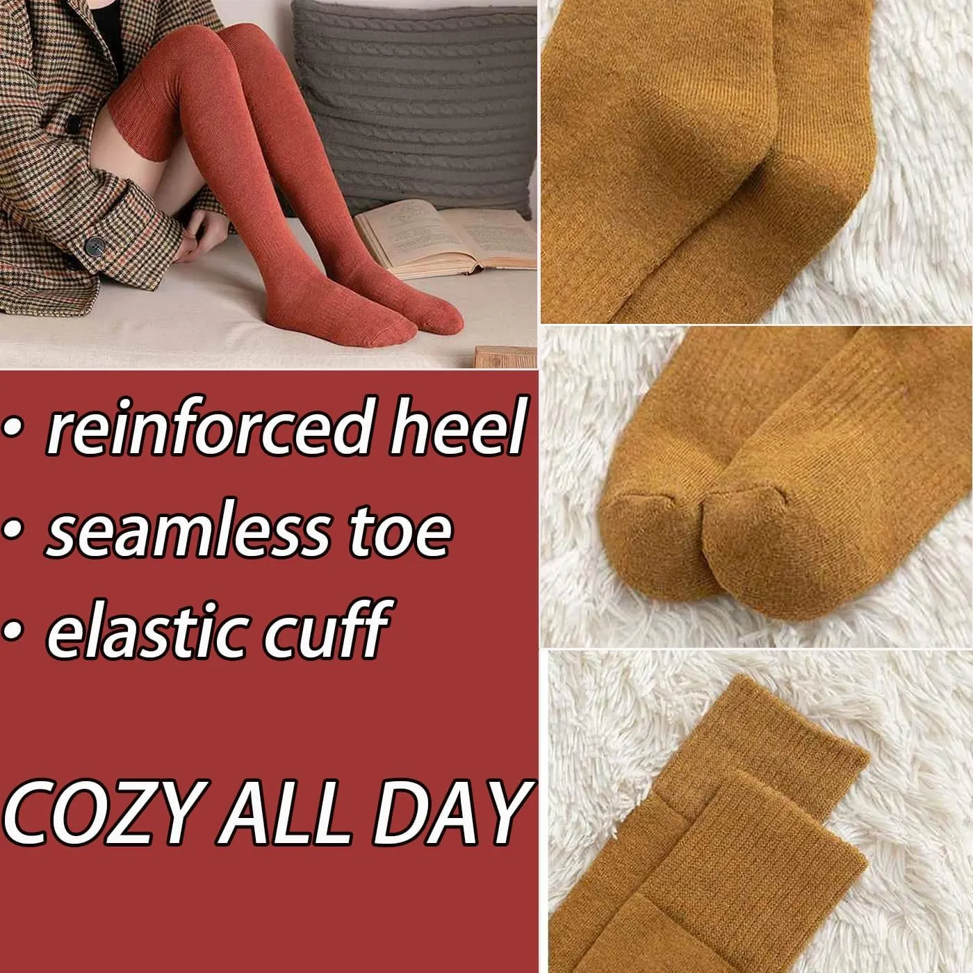 CHUNFO Thigh KneeHigh Thermal Women Warm Long Winter Sock Boot MidCalf Stocking
