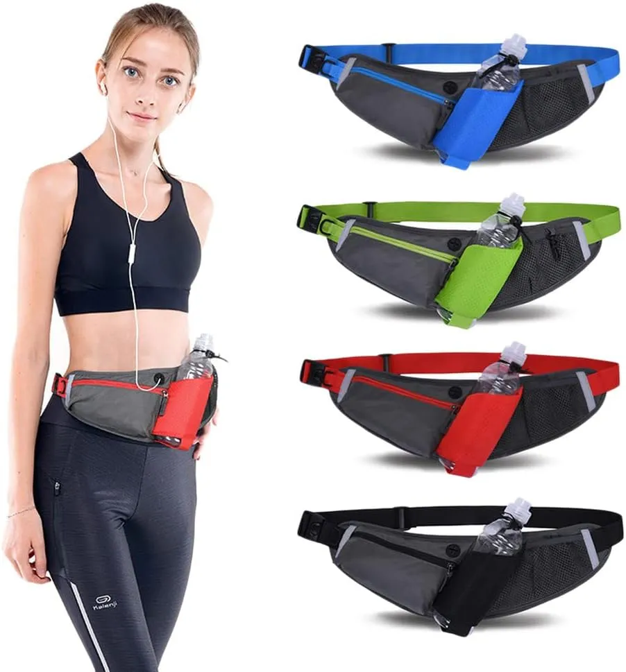 Clakllie Waterproof Running Pack Waist Bag Packs with Adjustable Strap for Workout Travel Sports Outdoor Hip Bum Bags