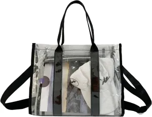 Clear Tote Bags Stadium Approved, Heavy Duty Travel Bags, Large Sports Shoulder Pack for Work,Competition
