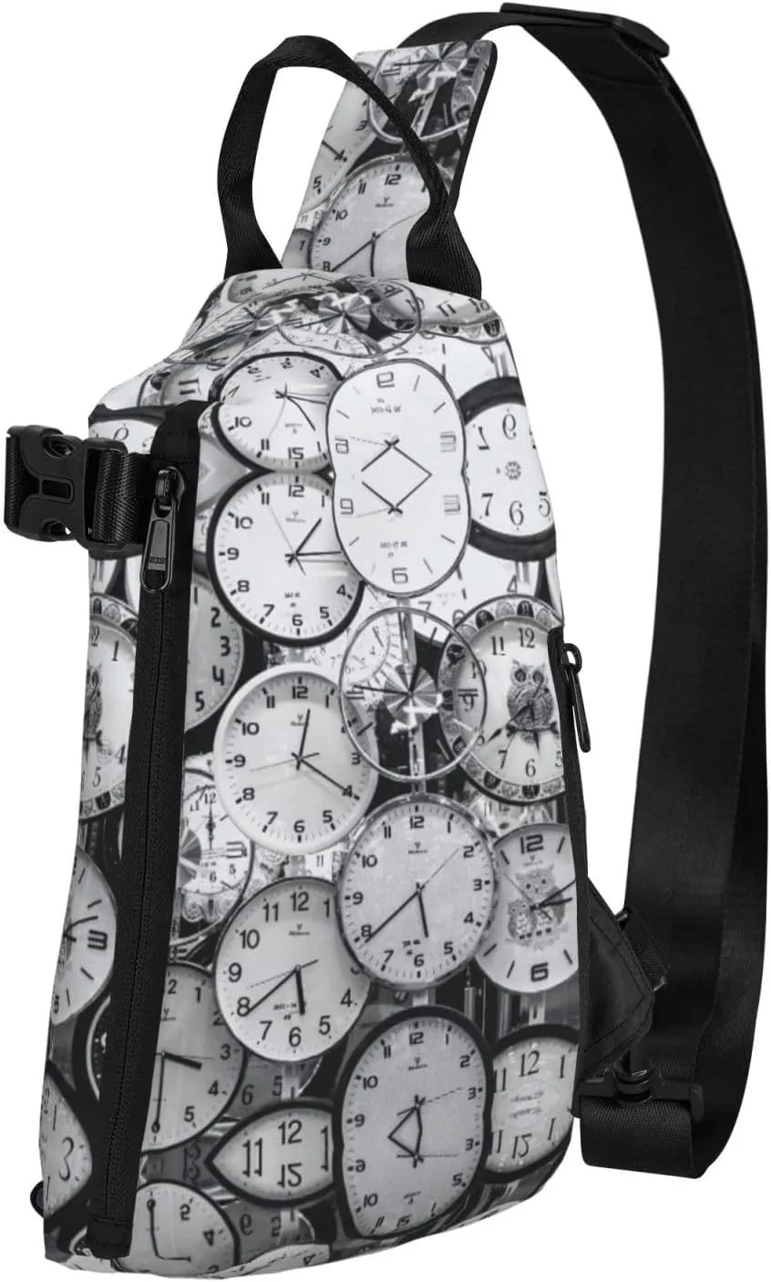Clock Art Print Trend Casual Crossbody Chest Bag Leisure Travel For Men And Women Crossbody Bag