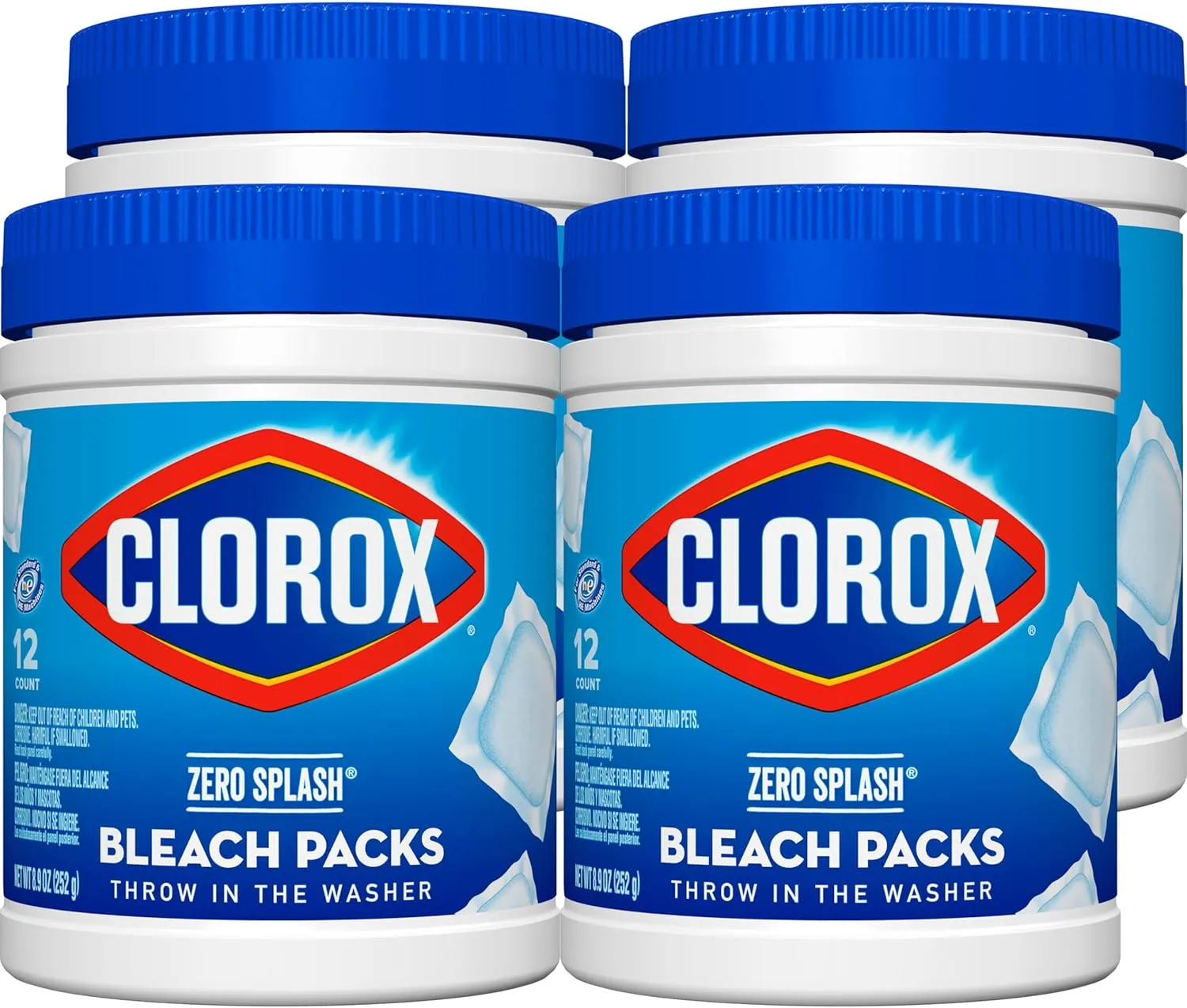 Clorox Zero Splash Bleach Packs - Laundry Pods, 4 Pack (Package May Vary)