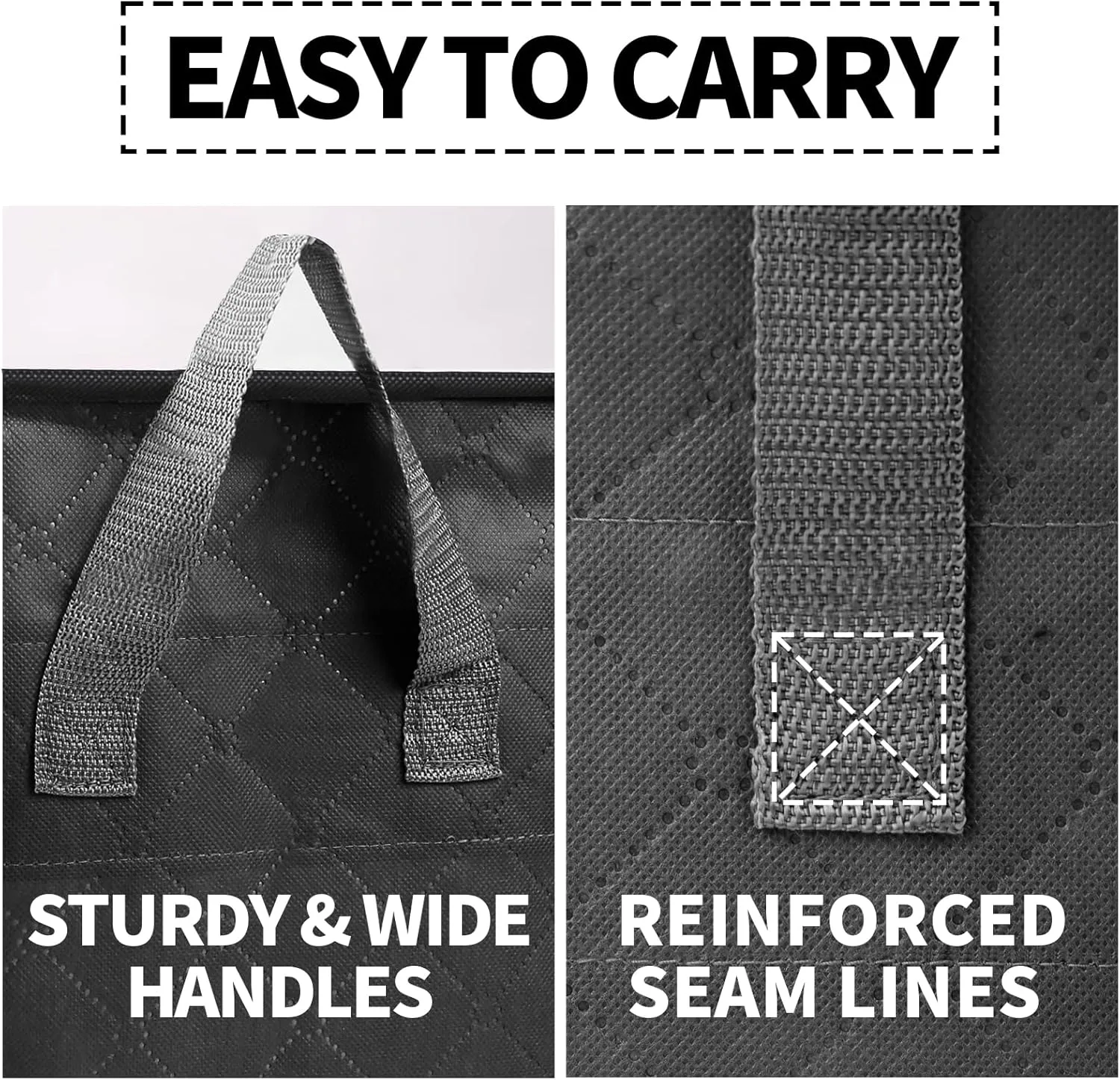 Clothes Storage Bags, Closet Organizers and Storage Containers for Clothes, Bedding & Blankets, Foldable Bedroom Organization Solution with Window, Handles & Zippers - 4 Pack, Black