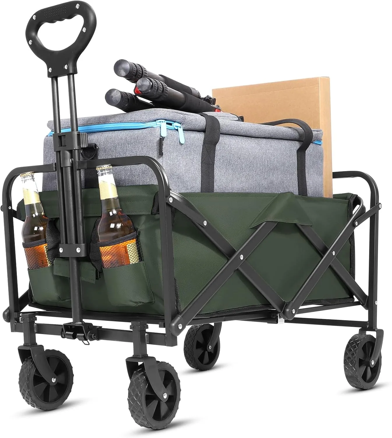 Collapsible Wagon,Wagons Carts Foldable with Wheels,Folding Utility Grocery Cart for Sand Camping Sports Shopping Outdoor