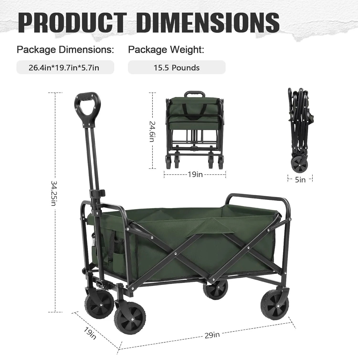 Collapsible Wagon,Wagons Carts Foldable with Wheels,Folding Utility Grocery Cart for Sand Camping Sports Shopping Outdoor