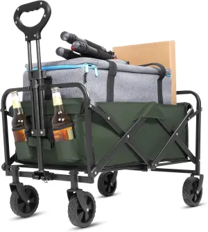 Collapsible Wagon,Wagons Carts Foldable with Wheels,Folding Utility Grocery Cart for Sand Camping Sports Shopping Outdoor