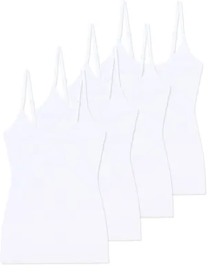 Comfneat Women's 4-Pack Slim-Fit Camisoles Cotton Adjustable Spaghetti Strap Top Underwear