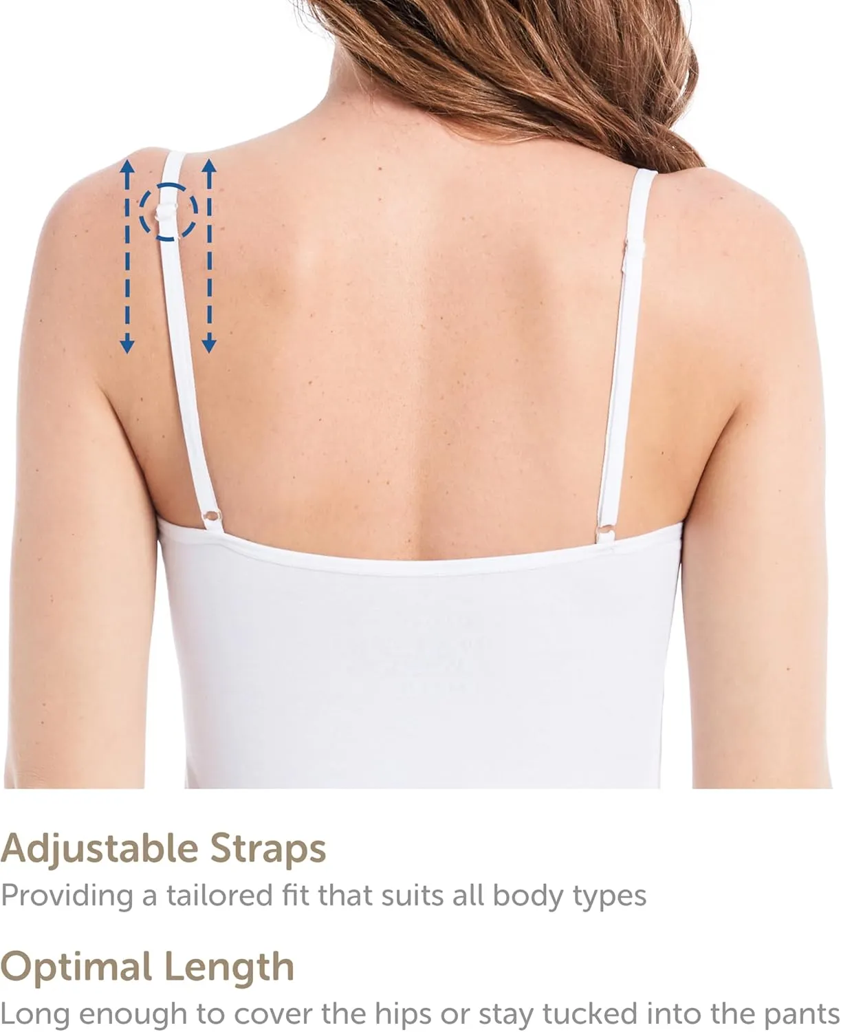 Comfneat Women's 4-Pack Slim-Fit Camisoles Cotton Adjustable Spaghetti Strap Top Underwear