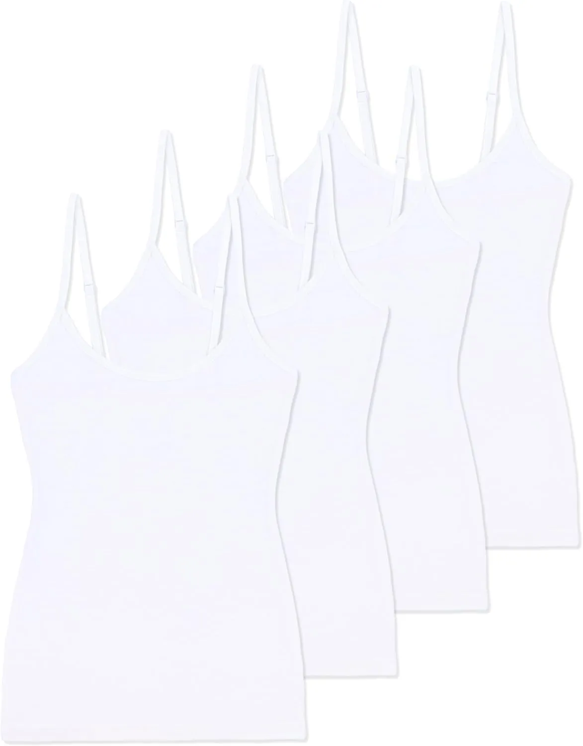 Comfneat Women's 4-Pack Slim-Fit Camisoles Cotton Adjustable Spaghetti Strap Top Underwear