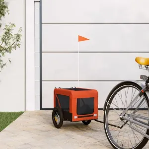 Comfortable Pet Bike Trailer for Quality Time Outdoors, Durable Fabric and Iron Construction, for Small Pets, Orange and Black