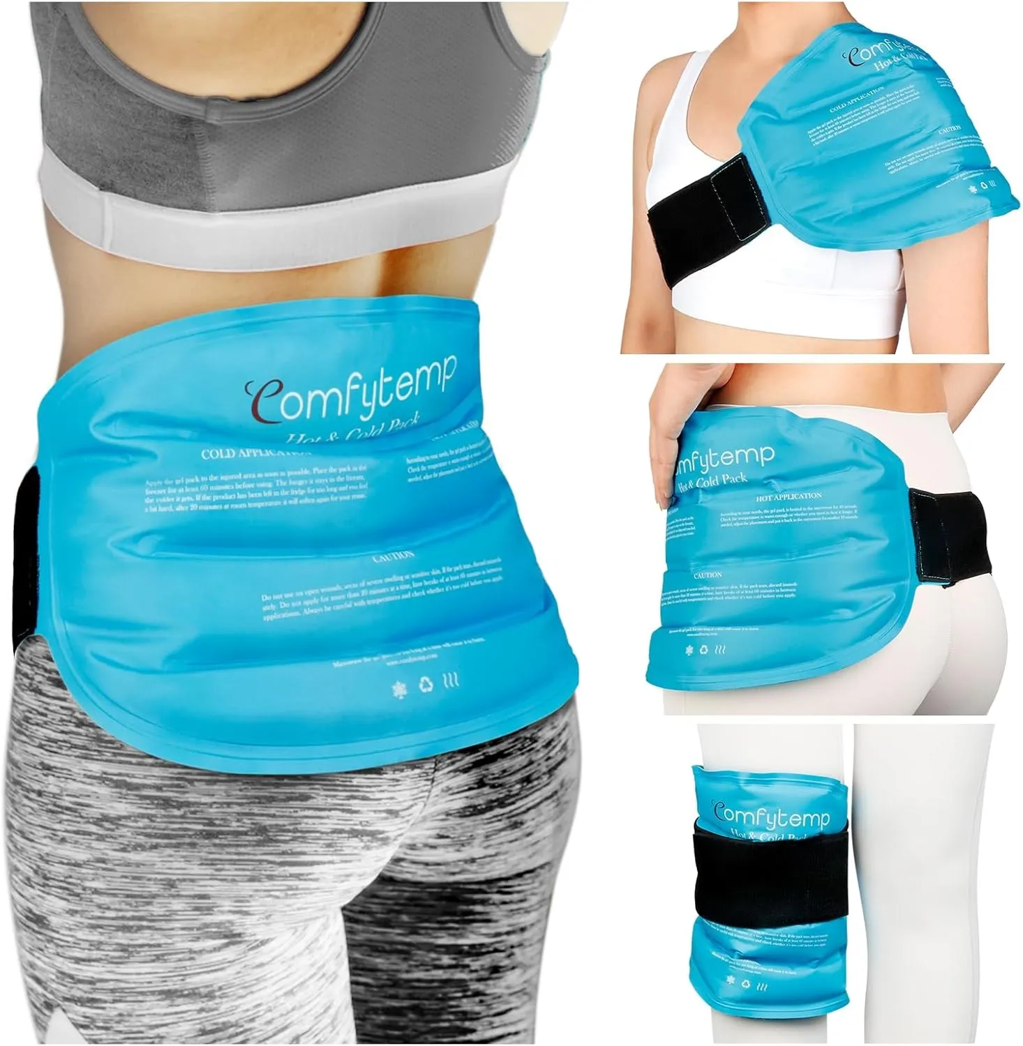 Comfytemp Large Ice Packs for Injuries Reusable Gel Ice Bag for Back Pain Relief, FSA HSA Eligible, Cold Pack Wrap for Lower Back, Shoulder, Knee, Hip, Cold Compression for Surgery, Swelling, Bruises