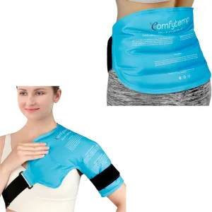 Comfytempp Shoulder Ice Pack Wrap Rotator Cuff Cold Therapy and Large Ice Packs for Injuries Reusable Gel for Back Pain Relief Bundles, FSA HSA Eligible, Gift for Recovery After Surgery, Men Women