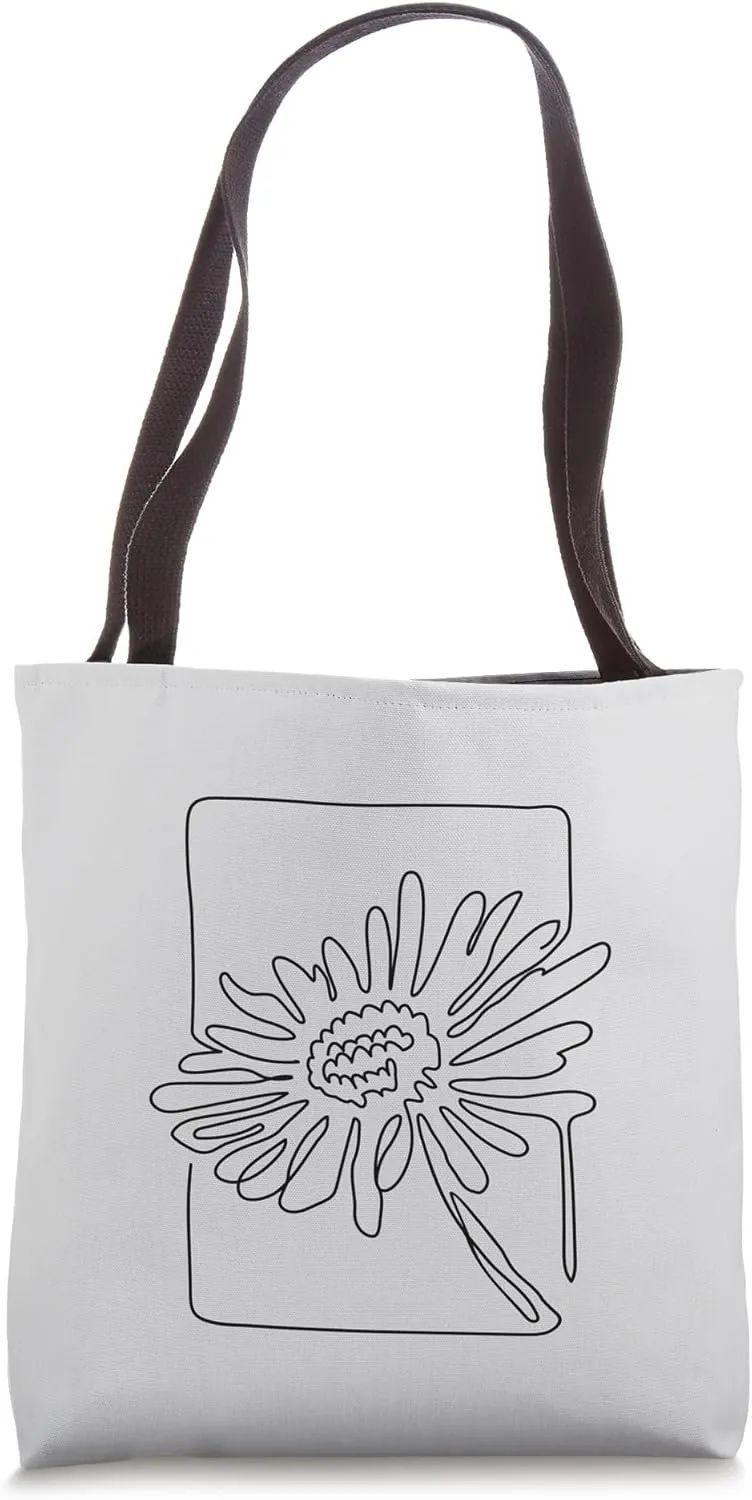 Continuous line daisy vintage bohemian flower Tote Bag