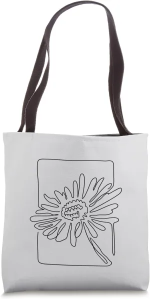 Continuous line daisy vintage bohemian flower Tote Bag