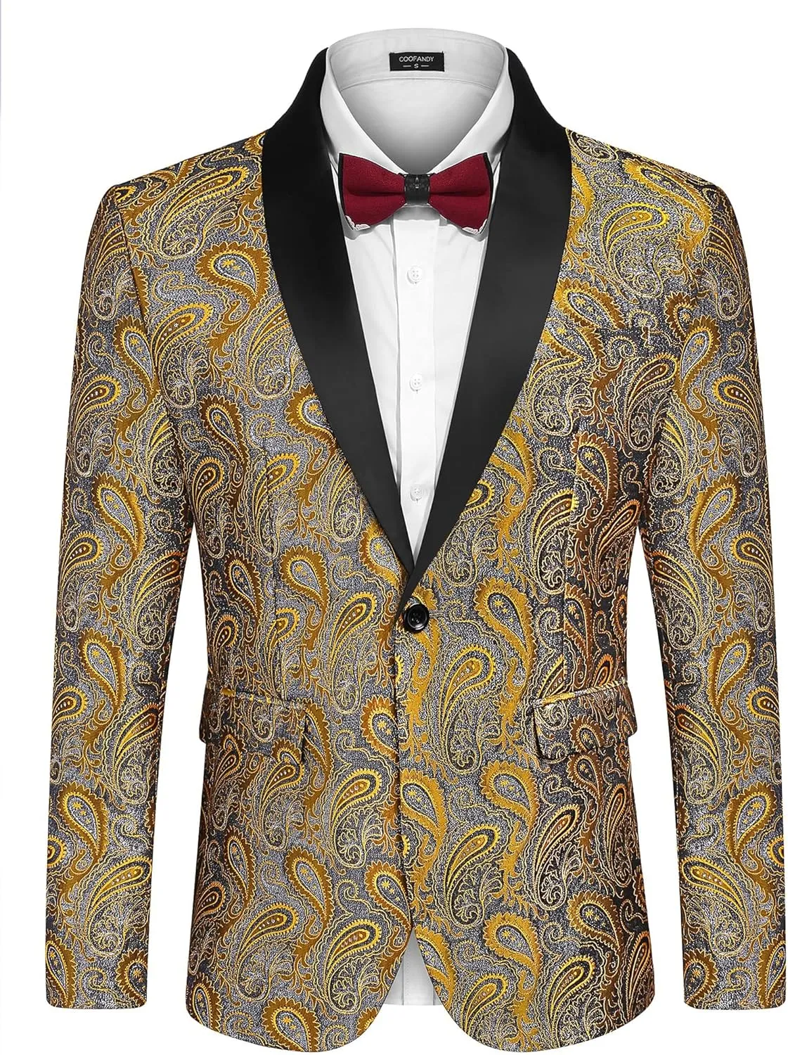 COOFANDY Mens Floral Tuxedo Jacket Paisley Shawl Lapel Suit Blazer Jacket for Dinner,Prom,Wedding