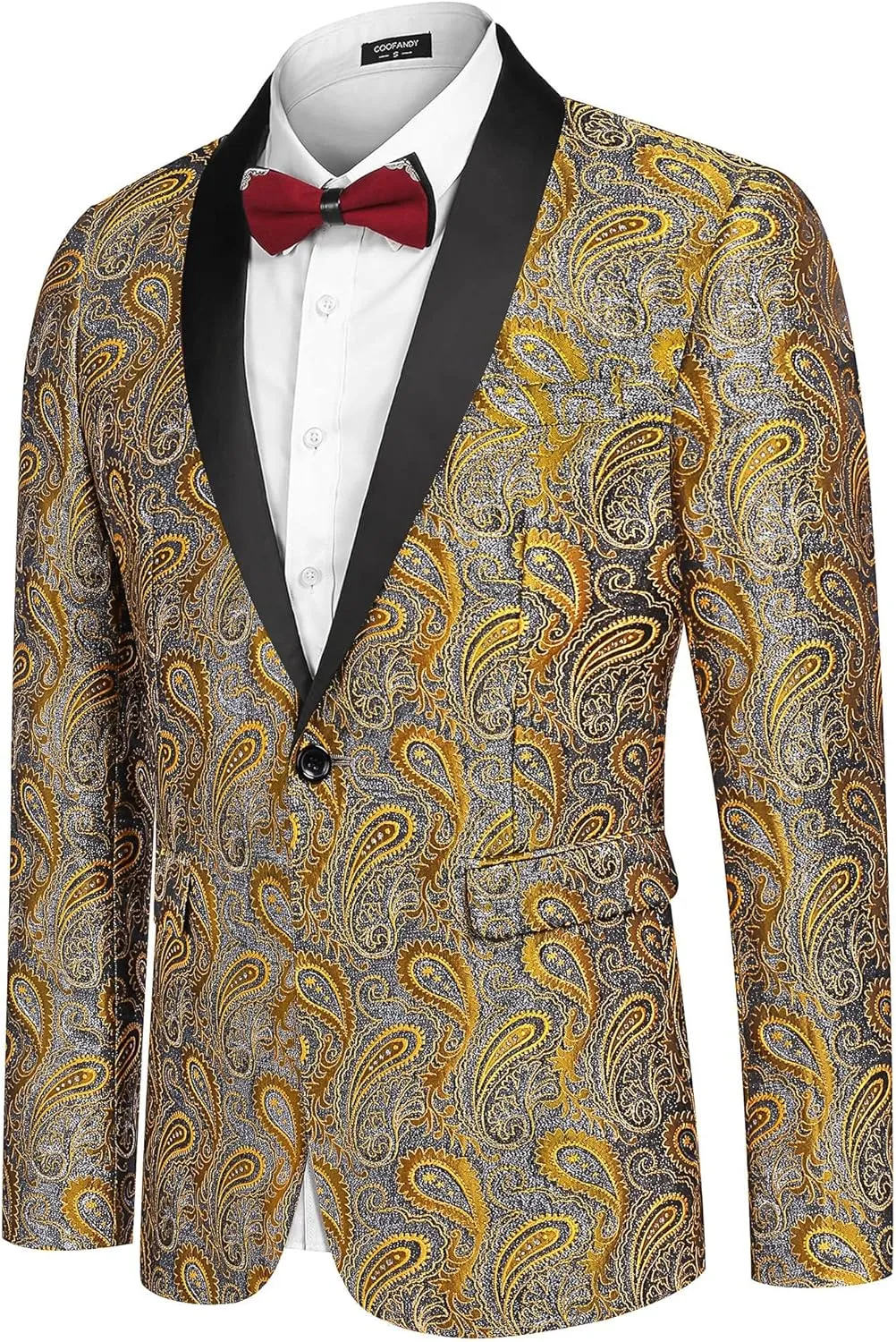 COOFANDY Mens Floral Tuxedo Jacket Paisley Shawl Lapel Suit Blazer Jacket for Dinner,Prom,Wedding
