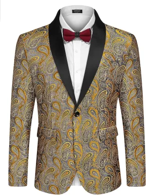 COOFANDY Mens Floral Tuxedo Jacket Paisley Shawl Lapel Suit Blazer Jacket for Dinner,Prom,Wedding