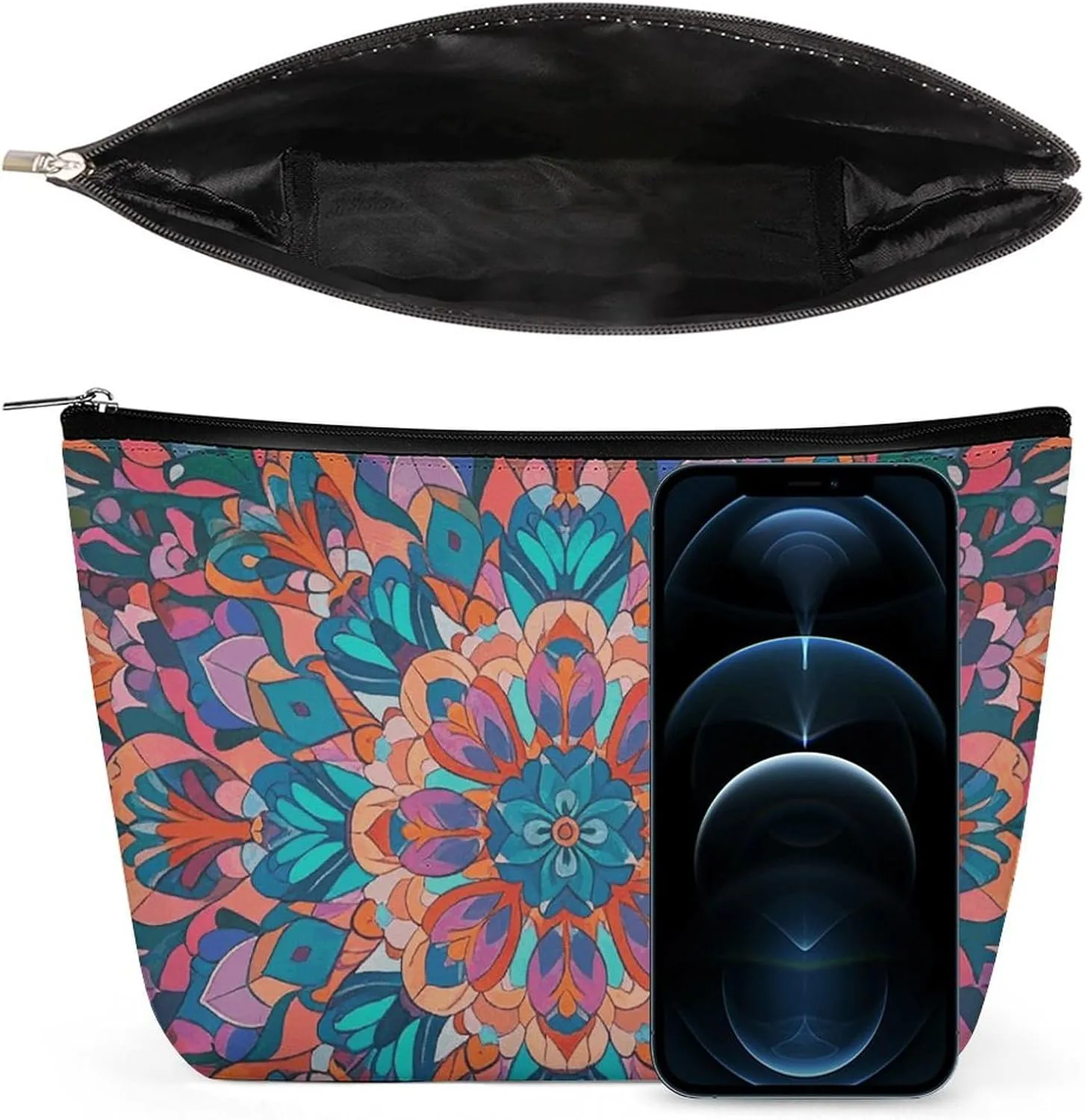 Cosmetic Bag Makeup Bags for Women Portable Makeup Bag Bohemian Psychedelic Peacock Mandala Makeup Case Travel Toiletry Bag for Travel Accessories