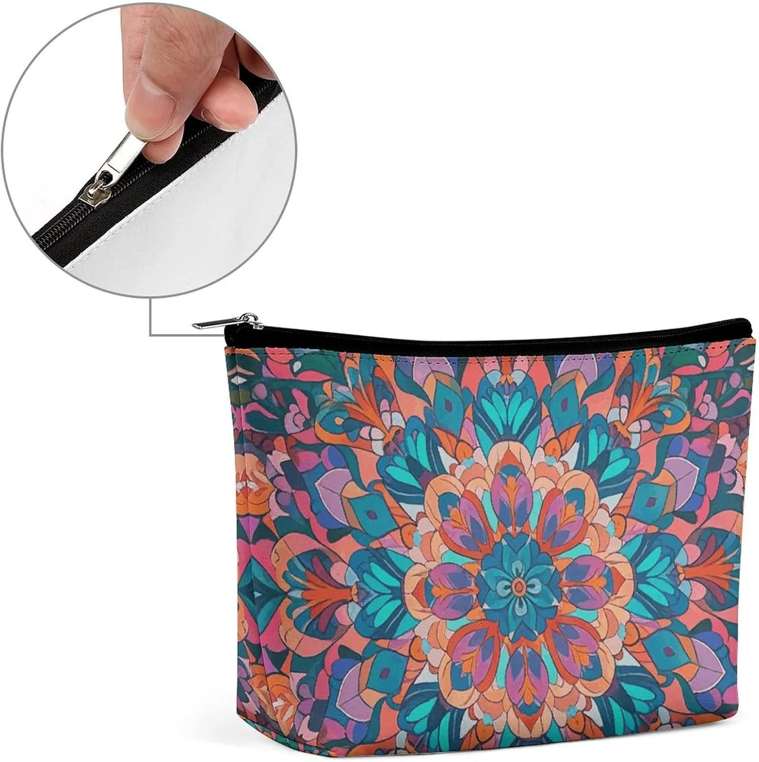Cosmetic Bag Makeup Bags for Women Portable Makeup Bag Bohemian Psychedelic Peacock Mandala Makeup Case Travel Toiletry Bag for Travel Accessories