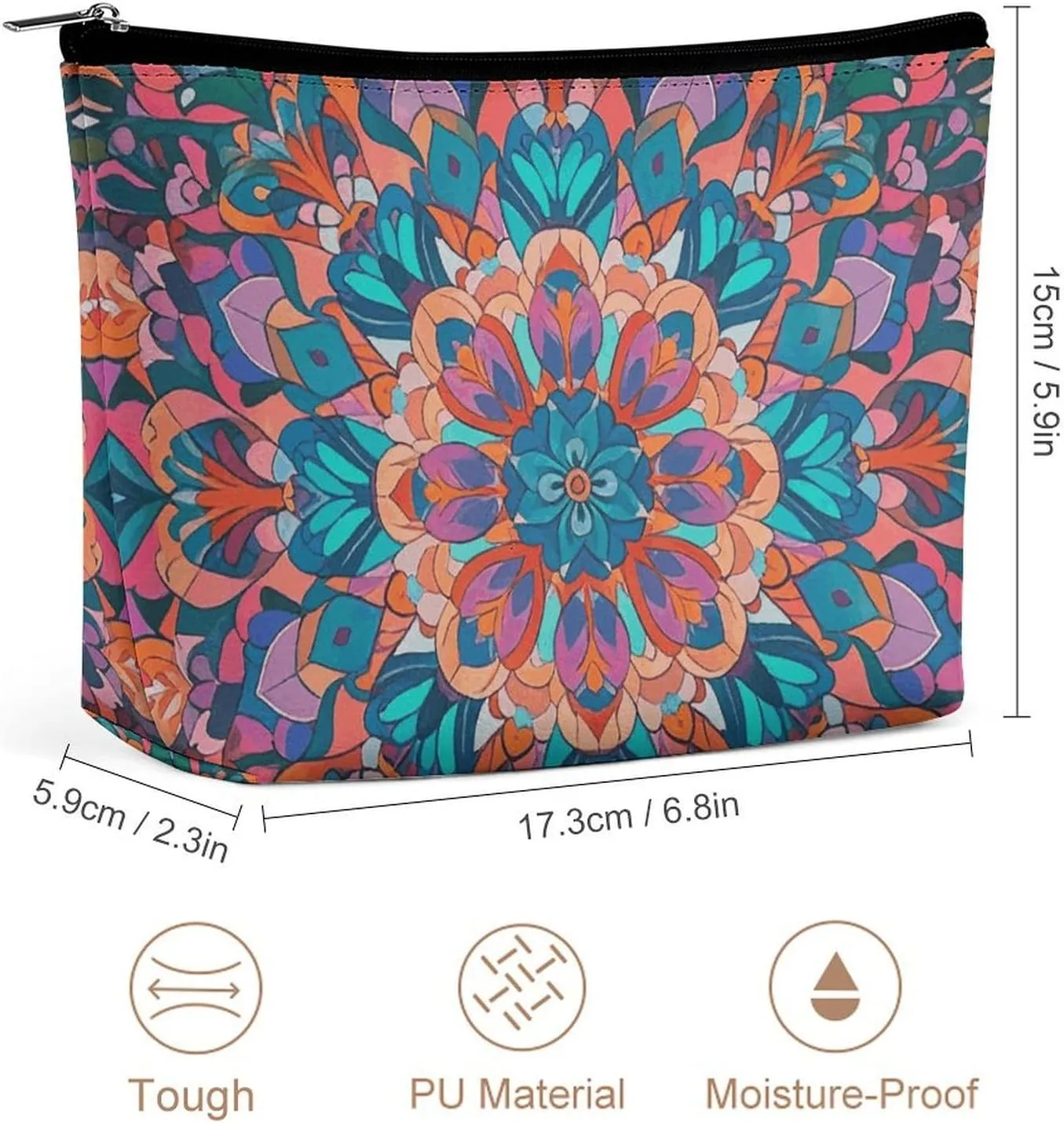 Cosmetic Bag Makeup Bags for Women Portable Makeup Bag Bohemian Psychedelic Peacock Mandala Makeup Case Travel Toiletry Bag for Travel Accessories