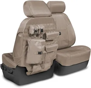 Coverking Custom Fit Seat Cover Designed for Select Toyota Models: 1 Row, 2 Backing, 6 Pouches, Tactical Ballistic Fabric, Cashmere