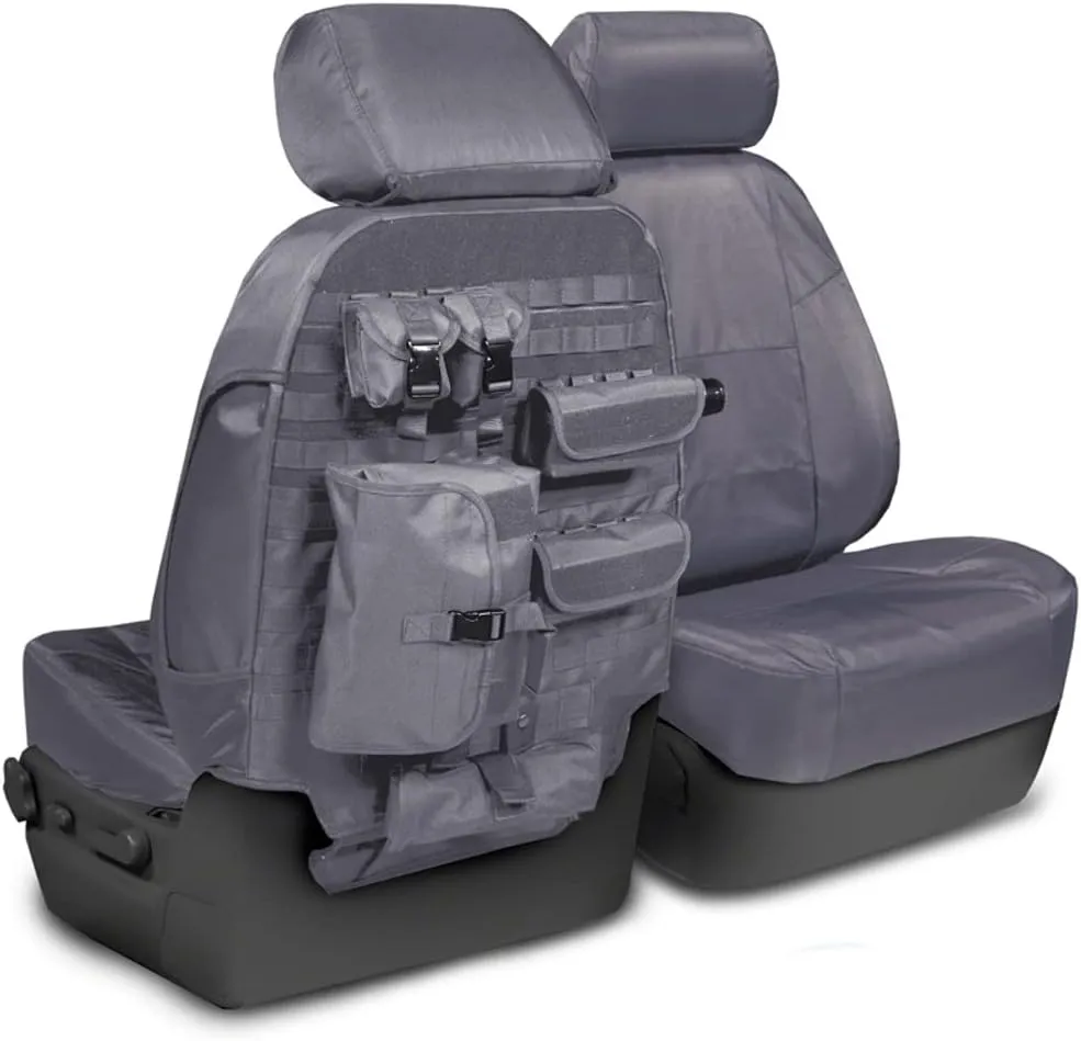 Coverking Custom Fit Seat Cover Designed for Select Toyota Models: 1 Row, 2 Backing, 6 Pouches, Tactical Ballistic Fabric, Charcoal