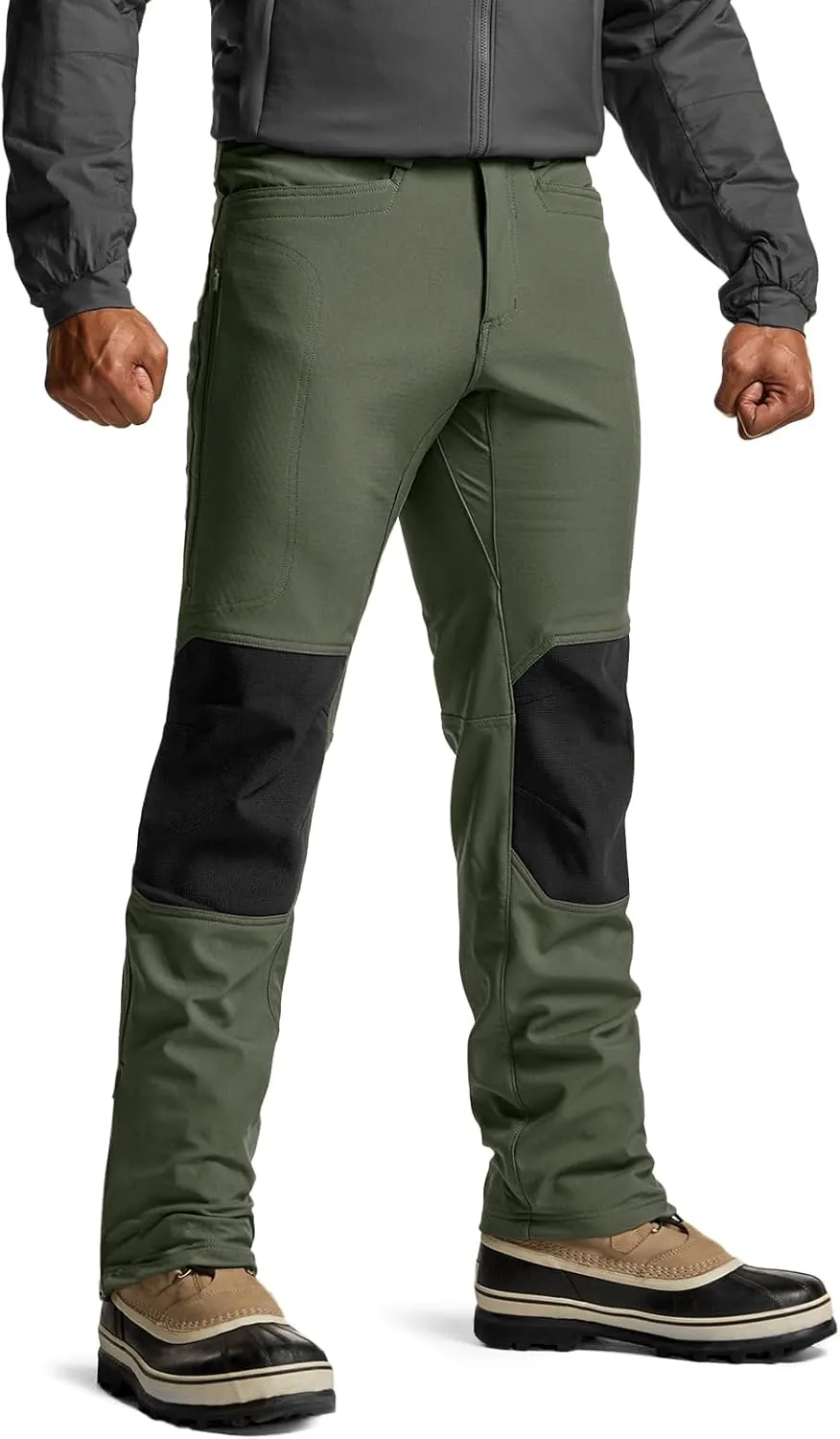 CQR Men's Winter Waterproof Softshell Fleece-Lined Snow Ski Pants, Thermal Outdoor Cargo Work Hiking Pants