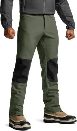 CQR Men's Winter Waterproof Softshell Fleece-Lined Snow Ski Pants, Thermal Outdoor Cargo Work Hiking Pants