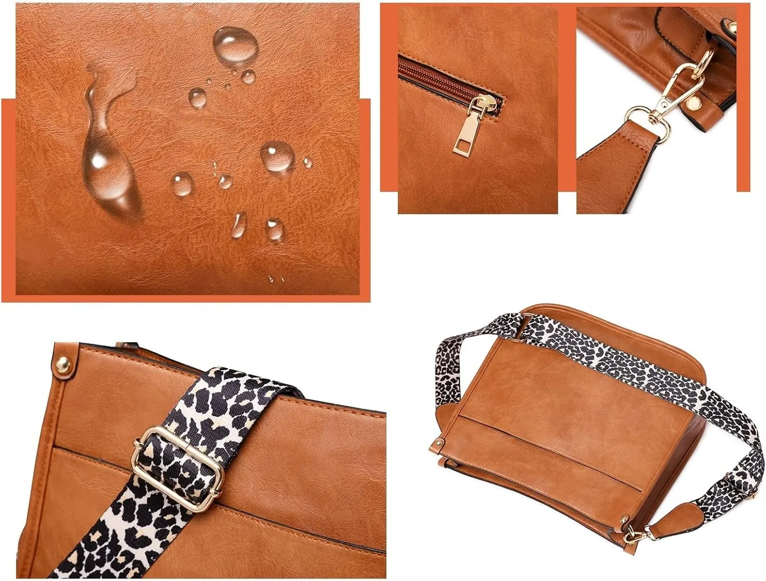 Crossbody Bag for Women Fashion Messenger Bag Shoulder Bag Multi-Pocket Leather Bags Removable Shoulder Strap