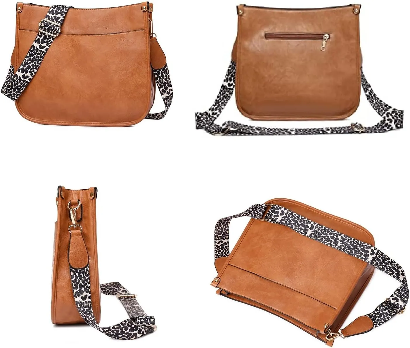 Crossbody Bag for Women Fashion Messenger Bag Shoulder Bag Multi-Pocket Leather Bags Removable Shoulder Strap