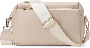 Crossbody Bags for Women Triple Zip Compartment Purses Vegan Leather Shoulder Handbags with Adjustable Shoulder Strap