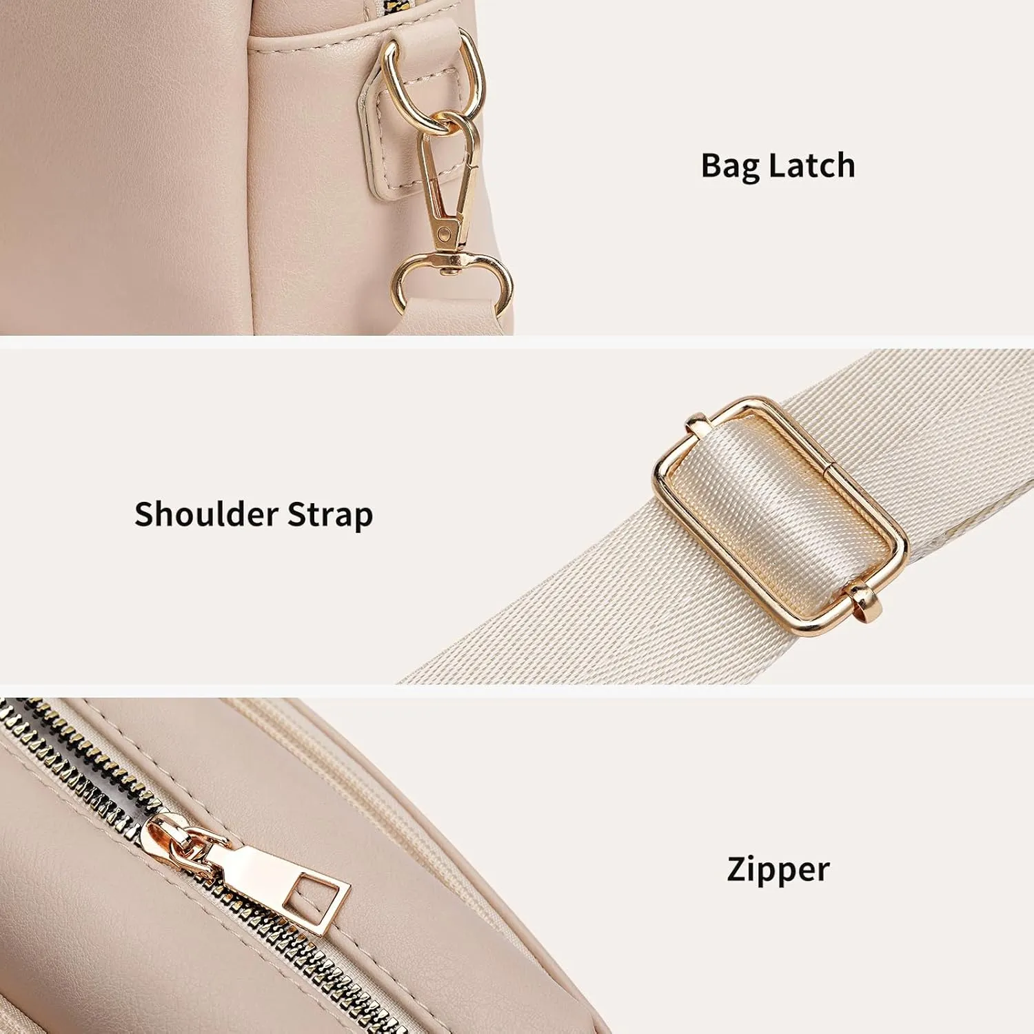 Crossbody Bags for Women Triple Zip Compartment Purses Vegan Leather Shoulder Handbags with Adjustable Shoulder Strap
