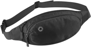 Crossbody Fanny Packs for Women and Men Waist Pack Waterproof Hip Money Belt Bag for Travel, Walking, Hiking, Hunting and Running (BLACK)