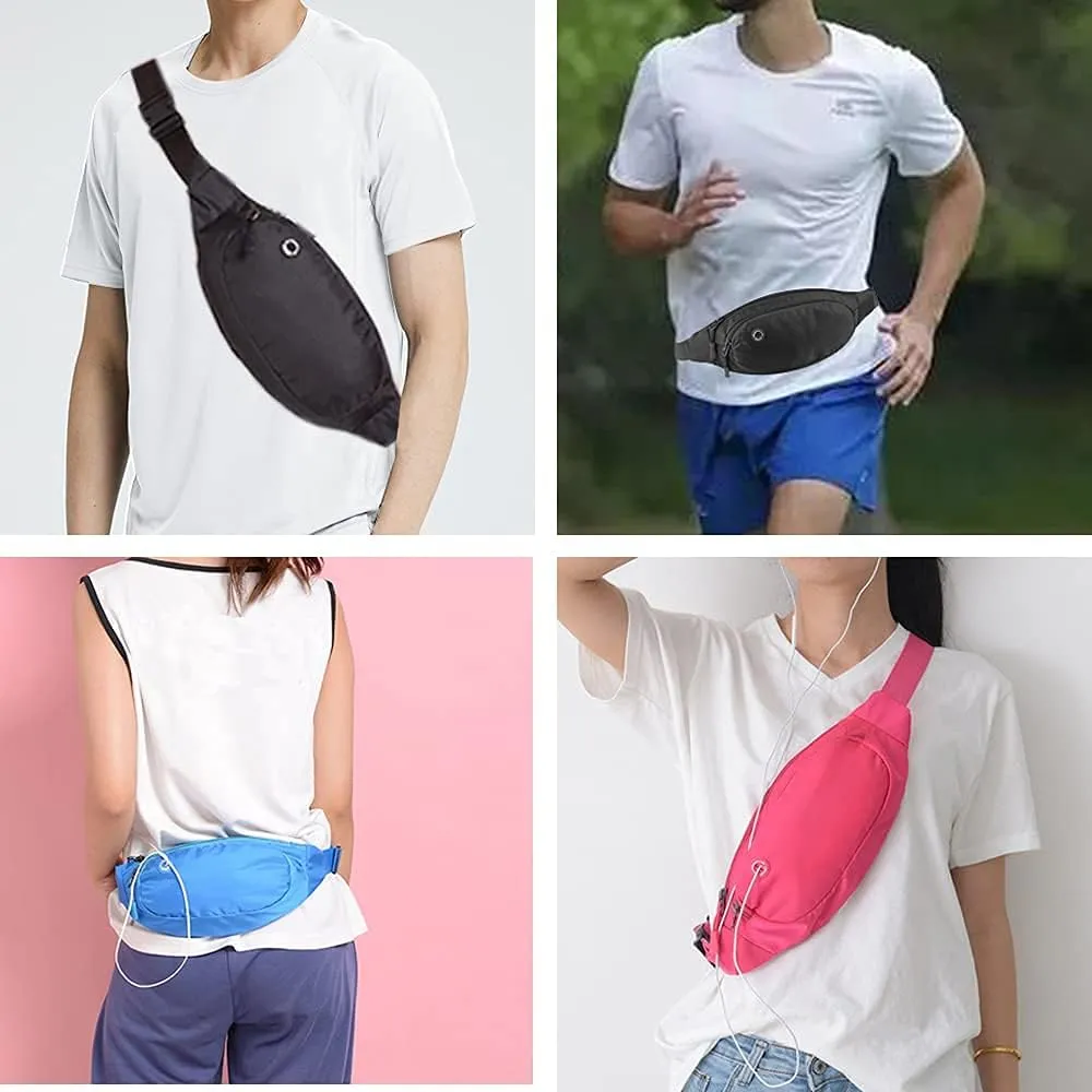 Crossbody Fanny Packs for Women and Men Waist Pack Waterproof Hip Money Belt Bag for Travel, Walking, Hiking, Hunting and Running (BLACK)