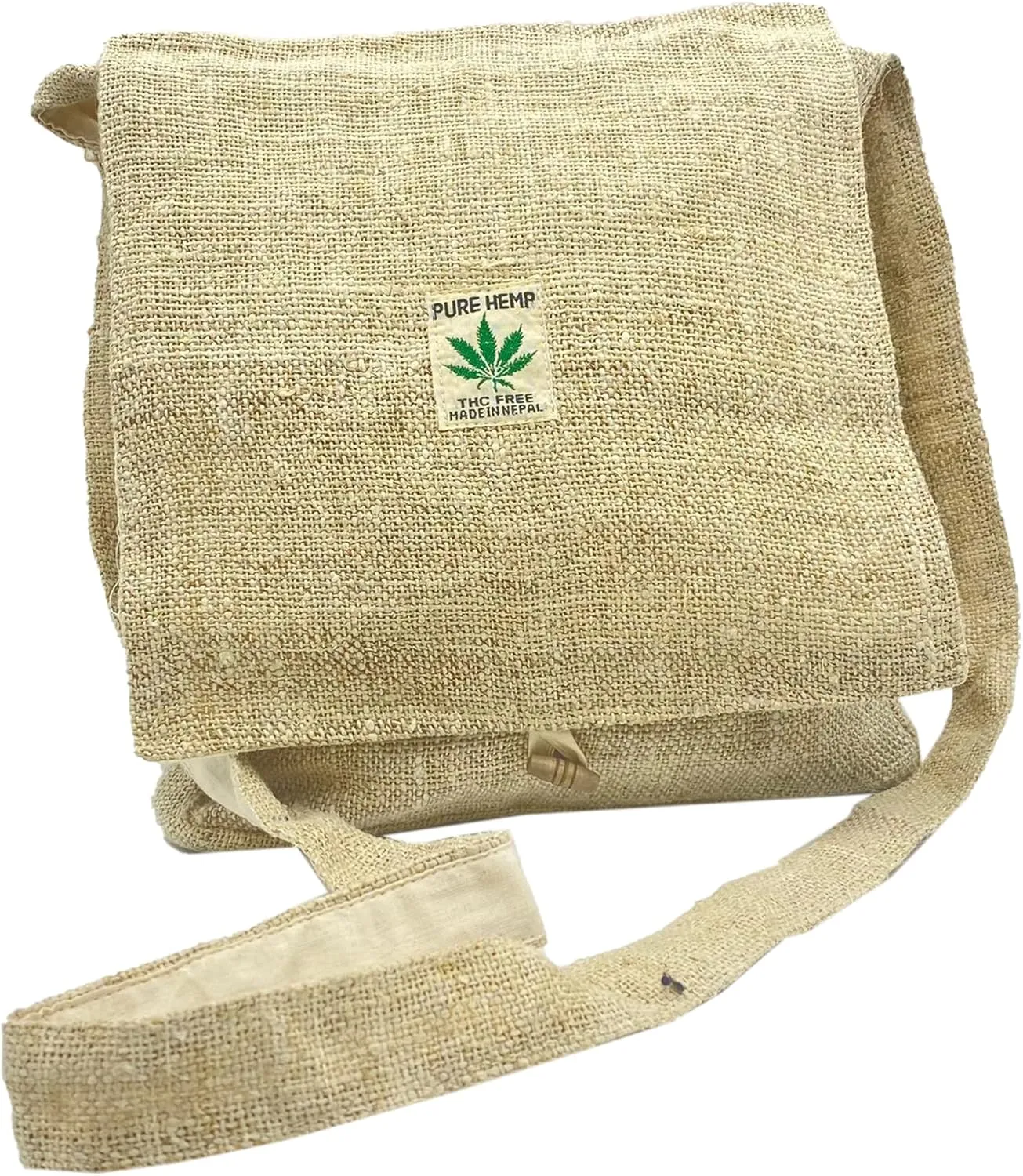 Crossbody Messenger Bag - Unisex Hemp Tote Bookbag for Men & Women - Lightweight, Cotton, Zipper Closure, Shoulder Sling Bags - Handmade in Nepal